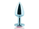 Hard Plug Anal de Metal Azul com Joia