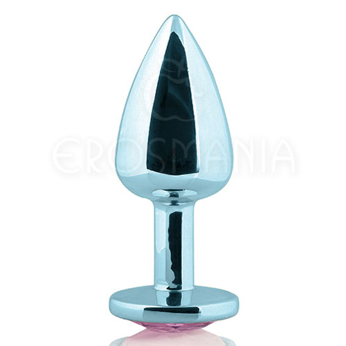 Hard Plug Anal de Metal Azul com Joia