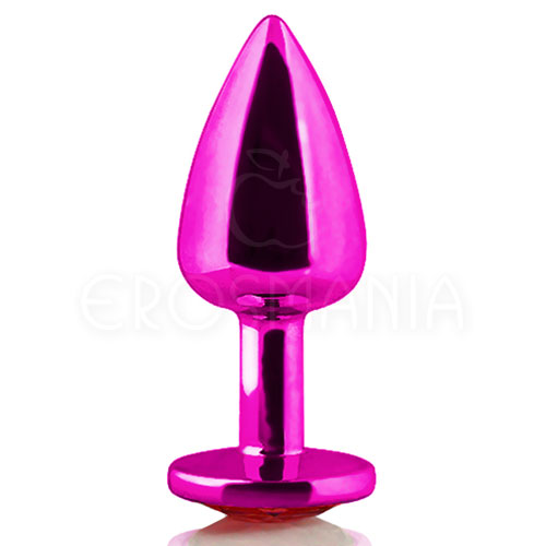Hard Plug Anal de Metal Rosa com Joia