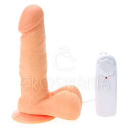 Prótese 6" Pele - Escroto, Vibrador e Ventosa