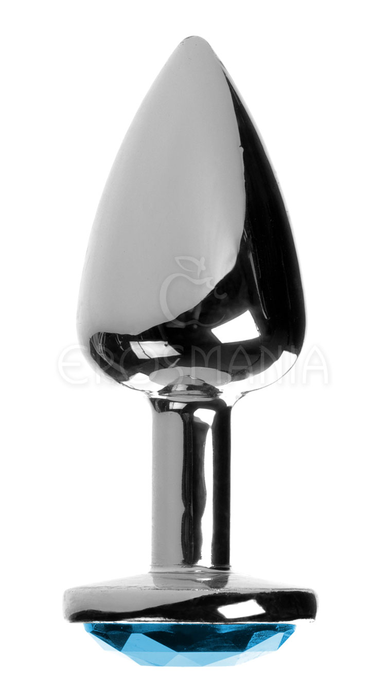 Hard Plug Anal de Metal Cinza Metálico com Joia