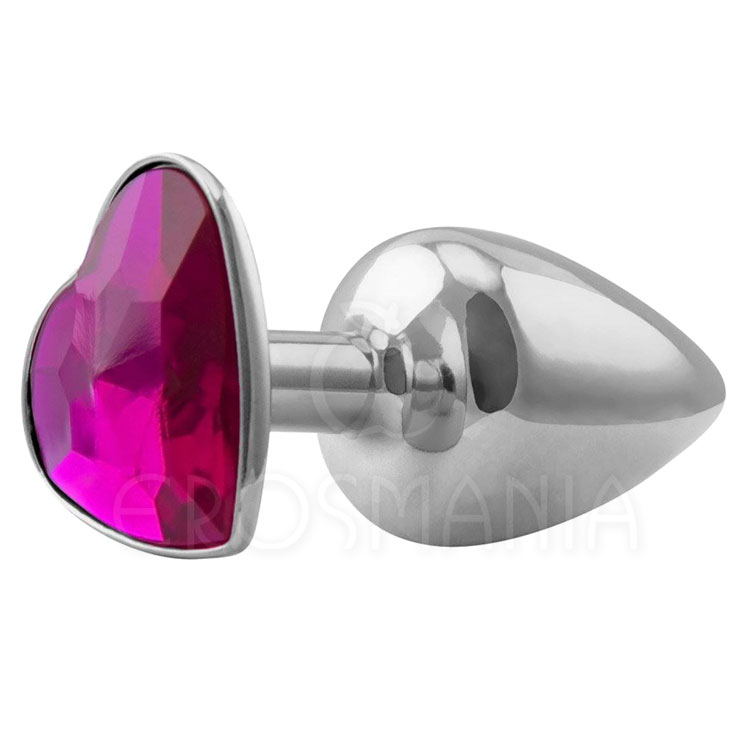 Heart Plug Anal Metal Cromado - Coração Rosa