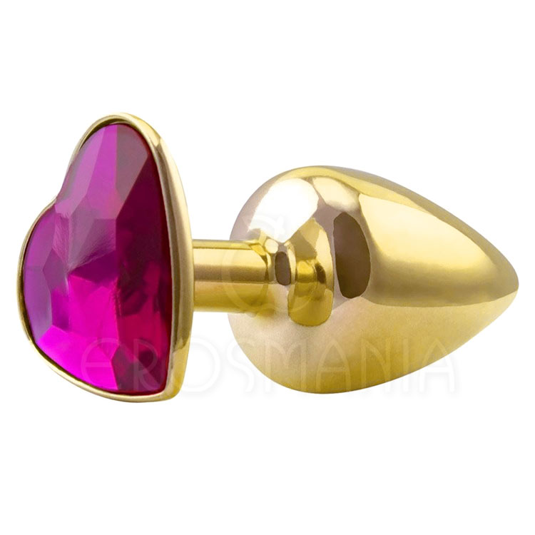 Heart Plug Anal Metal Dourado - Coração Rosa