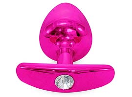 Plug Anal Metal P Anatômico com Joia - Rosa