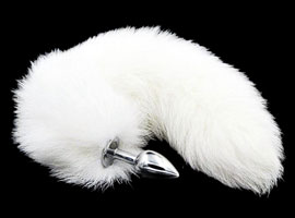Butt Plug Silver w/ White Fox Tail - com Rabo