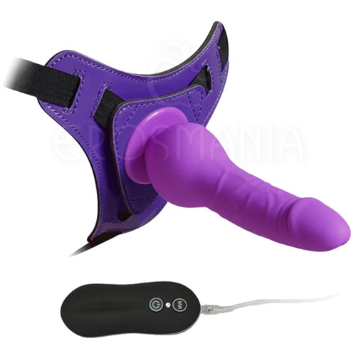 Harness Silicone Dildo 6.3" Purple -Pênis vibrador