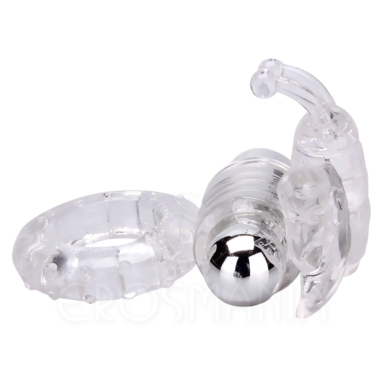Butterfly Clear Vibrating Cock Ring - 7 funções