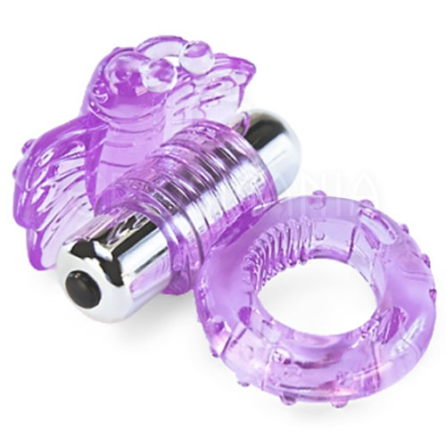 Butterfly Purple Vibrating Cock Ring - 7 funções