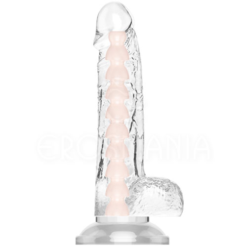 Pênis Incolor com Ventosa e Vértebra - 18cm