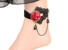 Tornozeleira Gótica de Renda e Rosa - Anklets