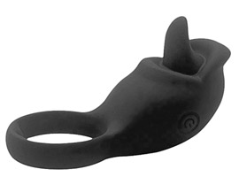 Silicone Love Ring Tongue Black - Anel vibrador