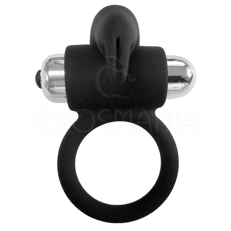 Vibrating Bunny Cock Ring Black - Anel peniano
