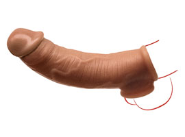 Cyber Penis Sleeve W/ Scrotum Ring Brown - Capa