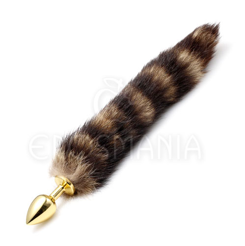 Gold Butt Plug 3.5 w/ Fox Tail - Plug anal c/ Rabo