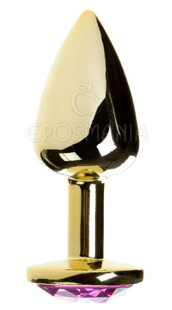 Hard Plug Anal de Metal Dourado com Joia