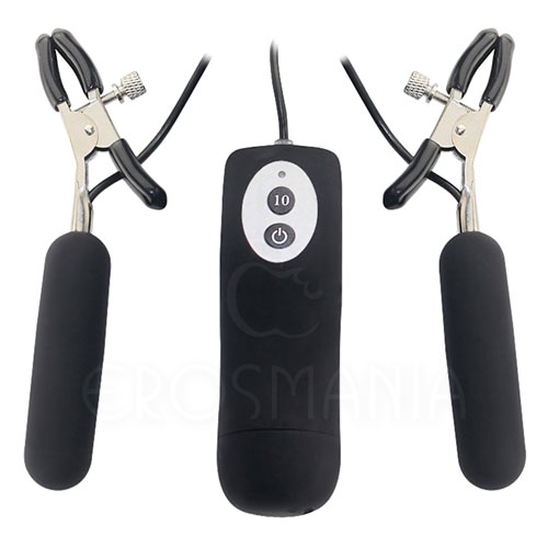 10 Function Nipple Stimulator Black - 2 Vibradores
