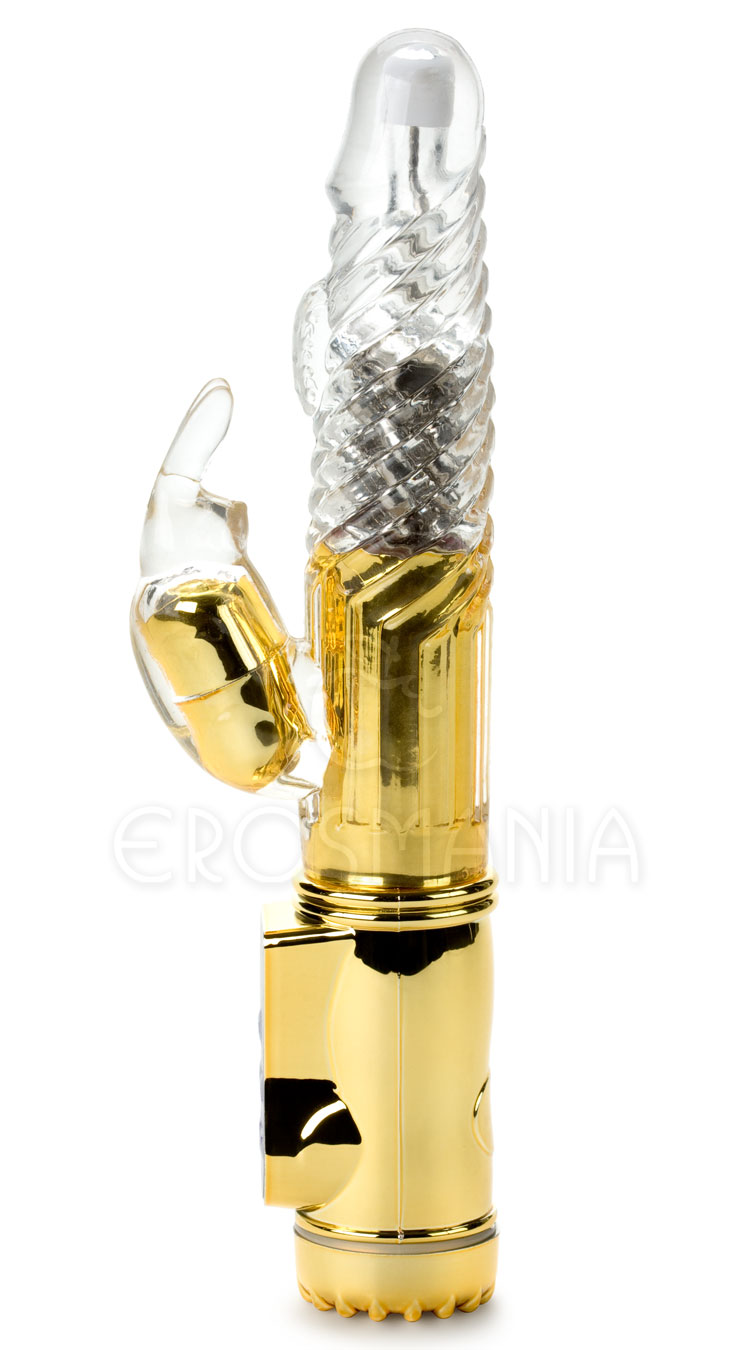 Slim Line Rabbit Gold - Pênis Rotativo 36 funções