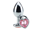 Butt Plug Heart Crystal Rose - Metal prata - M
