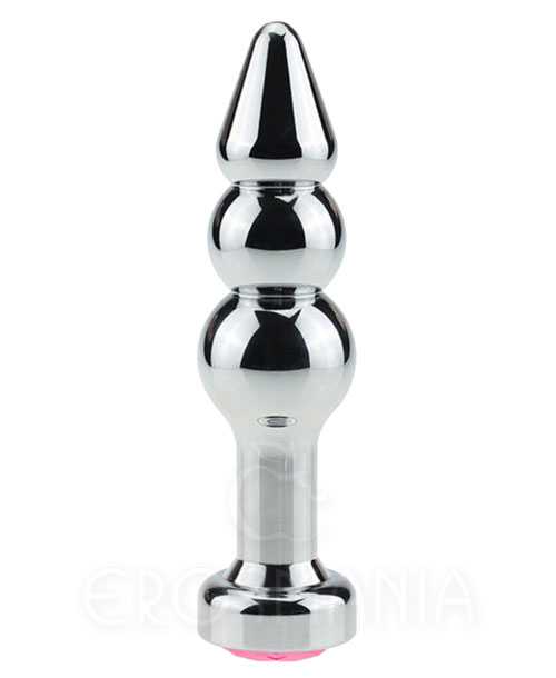 Hard Metal Plug Ball w/ Crystal Pink - Plug anal