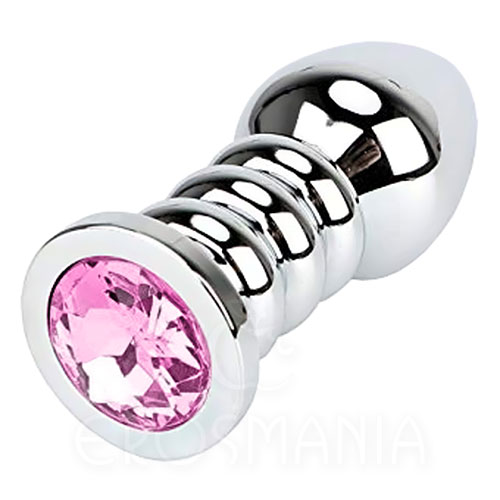 Noduled Metal Butt Plug w/ Crystal Rose