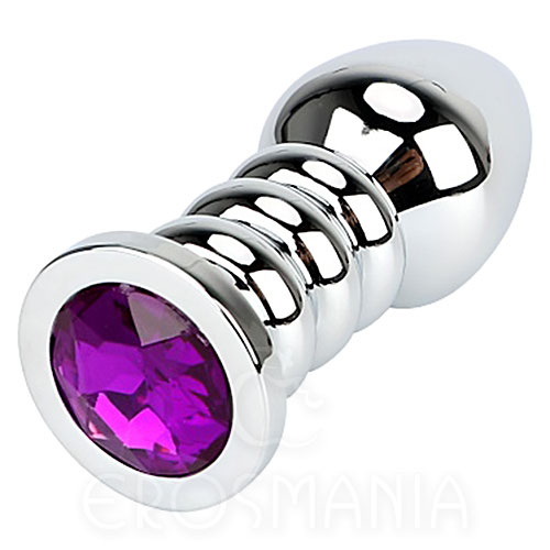Noduled Metal Butt Plug w/ Crystal Purple