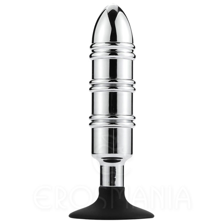 Aluminium Ringed Anal Plug - Ventosa de silicone