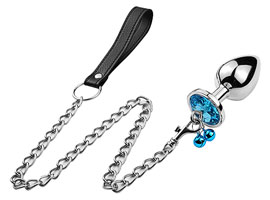 Metal Plug Bell & Leash Blue - P - Guizos e Guia