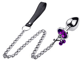 Metal Plug Bell & Leash Purple - P - Guizos e Guia