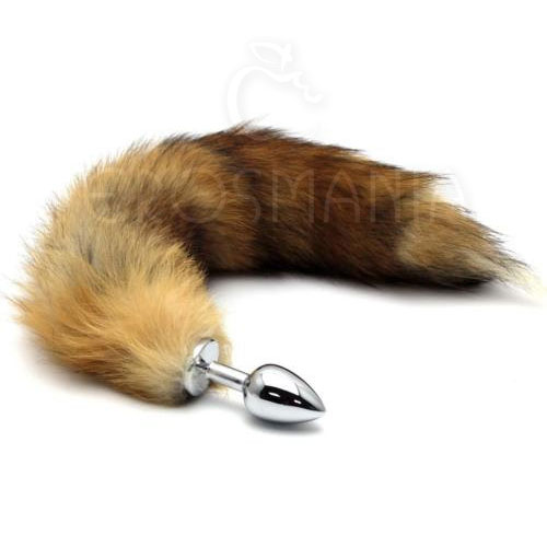 Silver Butt Plug 3.5 w/ Fox Tail - Plug anal metal