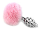 Metal Spiral Plug Bunny Tail Pink - Plug com cauda