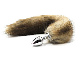 Silver Butt Plug 2.7" w/ Fox Tail -Plug anal metal