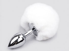 Butt Plug Bunny Tail White - Plug metal c/ Rabo P