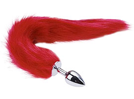 Butt Plug Small w/ Red Tail - Plug com rabo longo