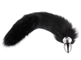 Fox Tail Black w/ Metal Plug - Plug anal com Rabo