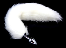 Small Butt Plug w/ Fox Tail White - Rabo branco