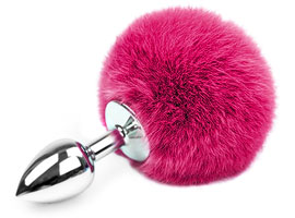 Butt Plug Bunny Tail Pink - Plug metal c/ Rabo P