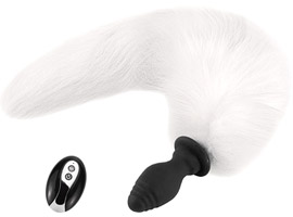 Anal Plug w/ Fox Tail & Remote Control -10 funções