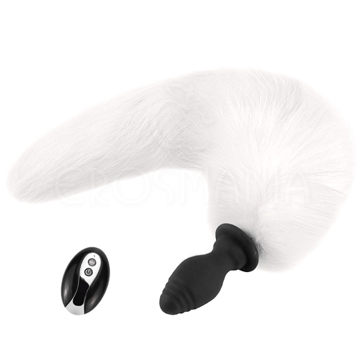Anal Plug w/ Fox Tail & Remote Control -10 funções