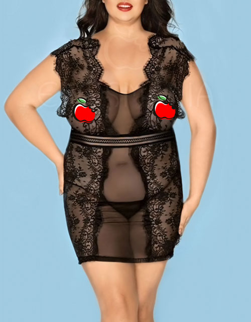 Vestido / Camisola Sexy - Preta - Plus SIze