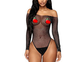 Body Glamour Strass Coloridos - Preto