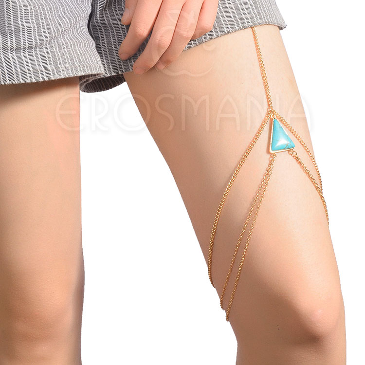 Leg Chain Turquesa - Corrente de coxa com pedra