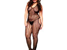 Bodystocking Listras e Floral - Plus Size