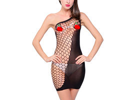 Vestido / Camisola Arrastão e Tule - Black