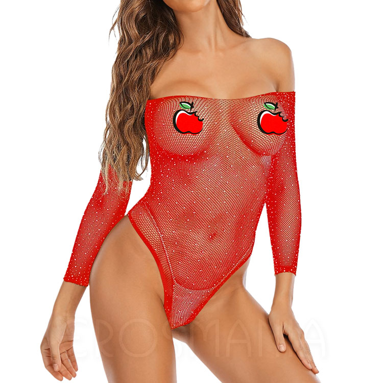 Body Glamour Strass Coloridos - Vermelho