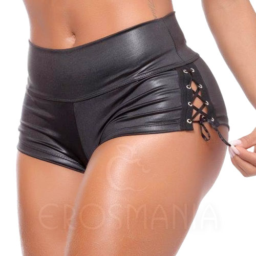 Short em Cirrê com Ilhós e Trançado