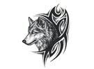 Tatuagem temporária - Lobo com Tribal