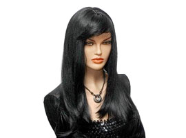 Peruca Preta Longa Com Franja Lisa 60 Cm