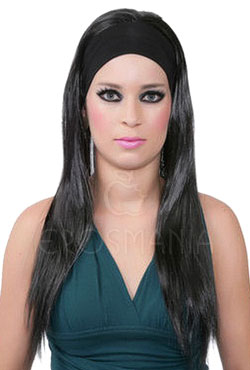 Peruca com Faixa - Castanho Escuro Longa - Lisa