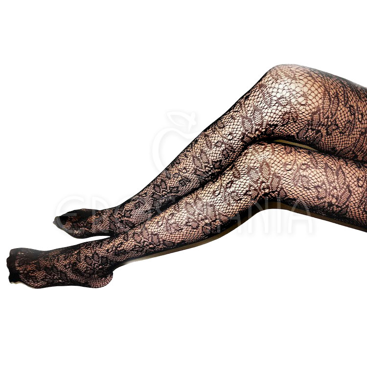 Fishnet Flowers Black - Meia calça arrastão floral