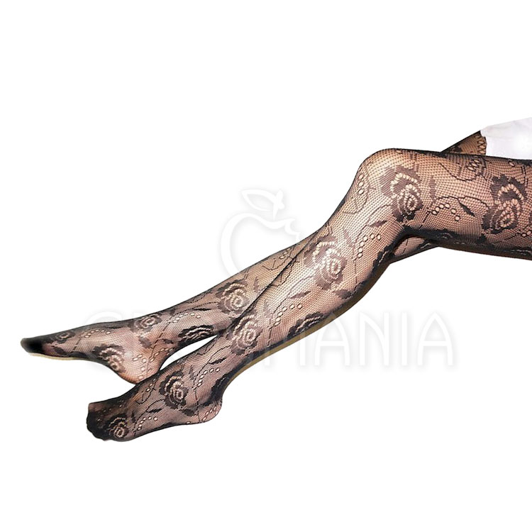 Fishnet Roses - Meia calça arrastão floral